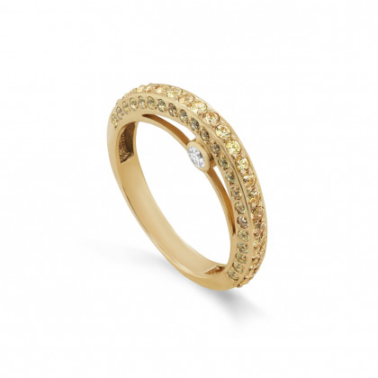 Кольцо из золота с сапфиром желтым и бриллиантом
